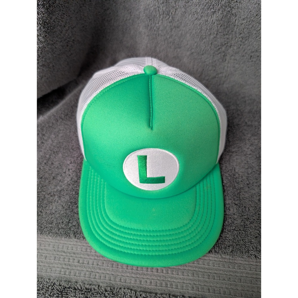 Nintendo Super Mario Luigi Green White Trucker Hat Snapback Cap 01656743